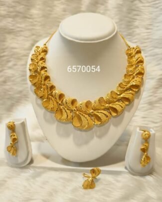 Latest African Modeling 2 Gram Gold Plated Necklace Earring Set For Women