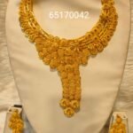 2% Gold Platted Flower Designer Wedding Party Wear Necklace Set For Women