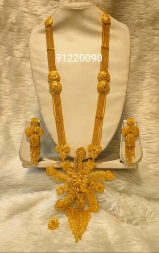 New 2 Gram Gold Unique Design Jewelry Necklace and Earrings full Set For Women