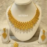 African Style Party Wear 2 Gram Gold Necklace Set For Women