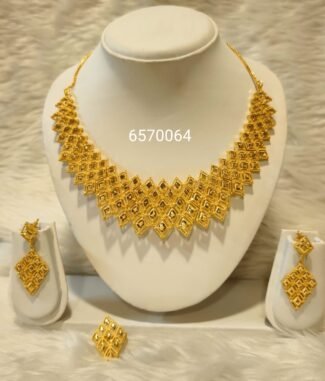 African Style Party Wear 2 Gram Gold Necklace Set For Women