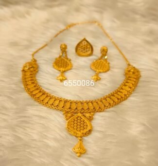African New Designer 2% Gold Plated Necklace with Earring Set For Women