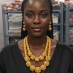 African Women Stylish Boll Shape Wedding Party Necklace Set