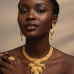 African 3 Gram Gold Plated Necklace Set For Women