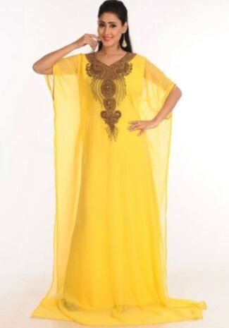 African Designer Yellow Stylish Abaya for African Women