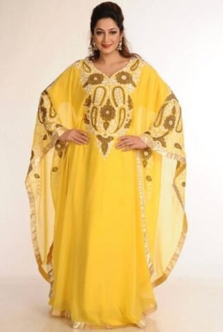 African Designer Yellow Stylish Abaya for African Women
