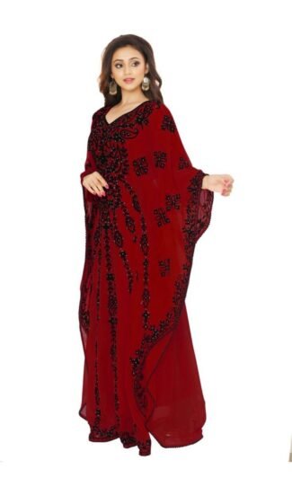 African Designer Burgundy Color Stylish Abaya for African Women