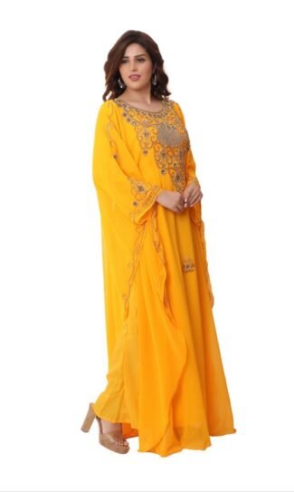 African Designer Yellow Stylish Abaya for African Women