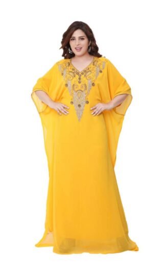 Elegant Designer Yellow Color Stylish Abaya for African Women