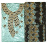 Light Blue and Black Wedding Party Wear Bazin For African Women