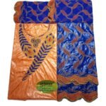 Orange and Royal Blue Party Wear Dress Bazin For African Women