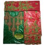 Green and Red Party Wear Dress Bazin For African Women