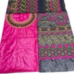 Fuchsia and Black Color Party Wear Dress Bazin For African Women