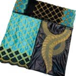 Black & Turquoise Blue Color Party Wear Dress Bazin For African Women