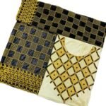 Cream & Black Color Bazin For African Women D.N- 2217