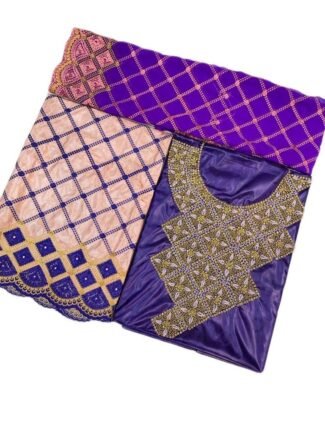 Purple & Pitch Color Bazin For African Women D.N- 2219