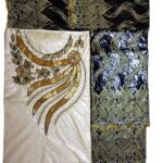 Cream & Black Color Bazin For African Women D.N- 2220