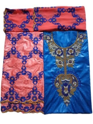 Royal Blue & Pitch Color Bazin For African Women D.N- 2222