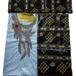 Sky Blue & Black Color Bazin For African Women D.N- 2227