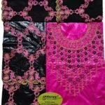 Fuchsia & Black Color Bazin For African Women D.N- 2230