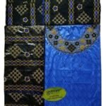 Royal Blue & Black Color Bazin For African Women D.N- 2239