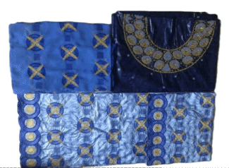 Royal Blue & Sky Blue Color Bazin For African Women D.N- 2240