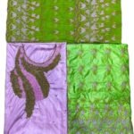Mauve Purple & Parrot Green Color Bazin For African Women D.N- 2242