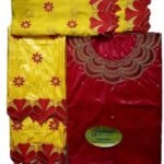 Red & Yellow Color Bazin For African Women D.N- 2245