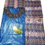 Royal Blue & Pink Color Bazin For African Women D.N- 2250