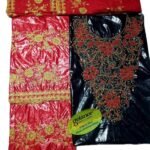 Black & Red Color Bazin For African Women D.N- 2253