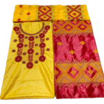 Yellow & Red Color Bazin For African Women D.N- 2255