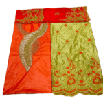 Orange & Parrot Green Color Bazin For African Women D.N- 2260