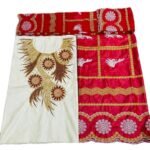 White & Red Color Bazin For African Women D.N- 2259