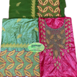Fuchsia & Green Color Bazin For African Women D.N- 2264