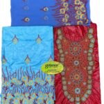 Red & Turquoise Blue Color Bazin For African Women D.N- 2265