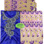 Royal Blue & Pink Color Bazin For African Women D.N- 2266