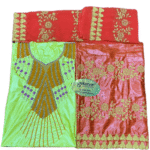 Parrot Green & Red Color Bazin For African Women D.N- 2273