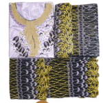 Mauve Purple & Black Color Bazin For African Women D.N- 2275