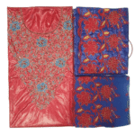 Red & Royal Blue Color Bazin For African Women D.N- 2276