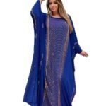 100% Satin Silk Boubou For African Women D.N- 6038