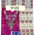 Fuchsia & Cream Color Bazin For African Women D.N- 9103