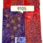 Purple & Red Color Bazin For African Women D.N- 9105
