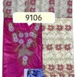 Fuchsia & Cream Color Bazin For African Women D.N- 9106