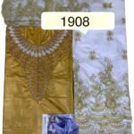 Gold & White Color Bazin For African Women D.N- 1908