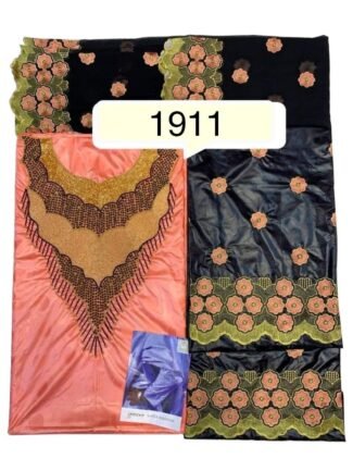 Pitch & Black Color Bazin For African Women D.N- 1911