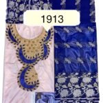 Pink & Royal Blue Color Bazin For African Women D.N- 1913