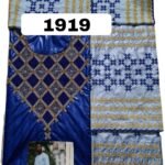 Royal Blue & Sky Blue Color Bazin For African Women D.N- 1919