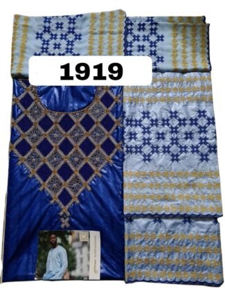 Royal Blue & Sky Blue Color Bazin For African Women D.N- 1919