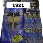 Royal Blue & Black Color Bazin For African Women D.N- 1921
