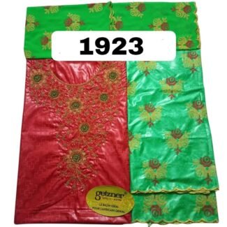 Red & Parrot Green Color Bazin For African Women D.N- 1923